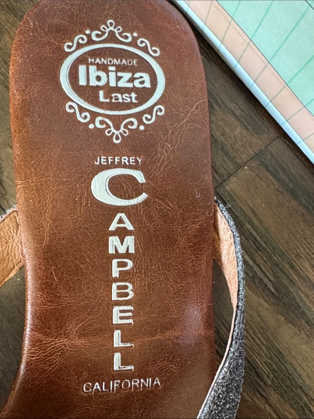 Jeffrey Campbell New Brown Leather Sandals with Sparkly Silver Glitter Bow